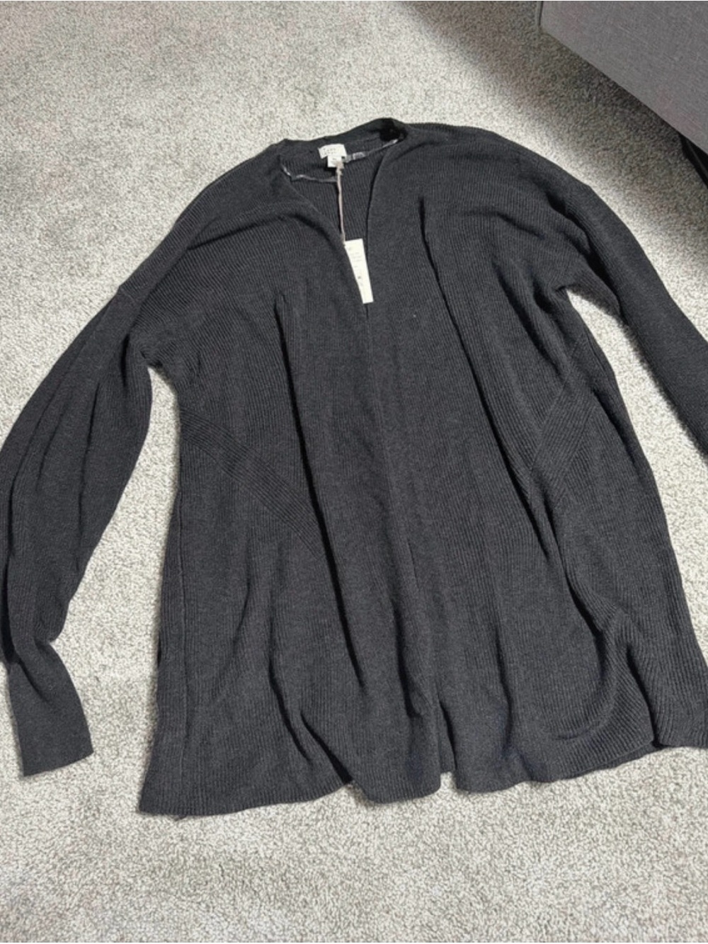 a new day Black Open-Front Ribbed Women's Cardigan
